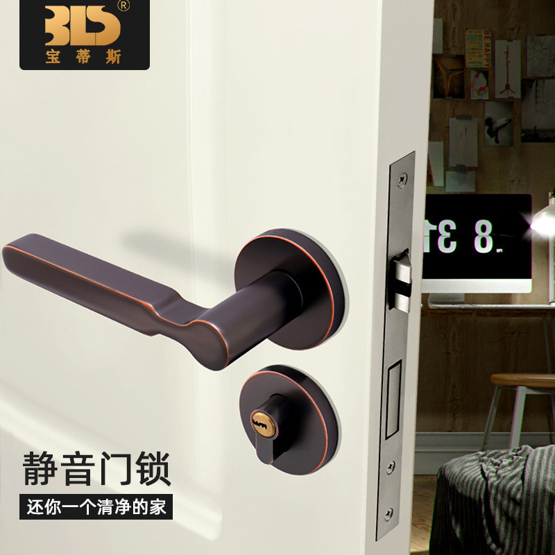 厂家批发房门分体执手锁锌合金实心室内卧室门锁通用型家用木门锁