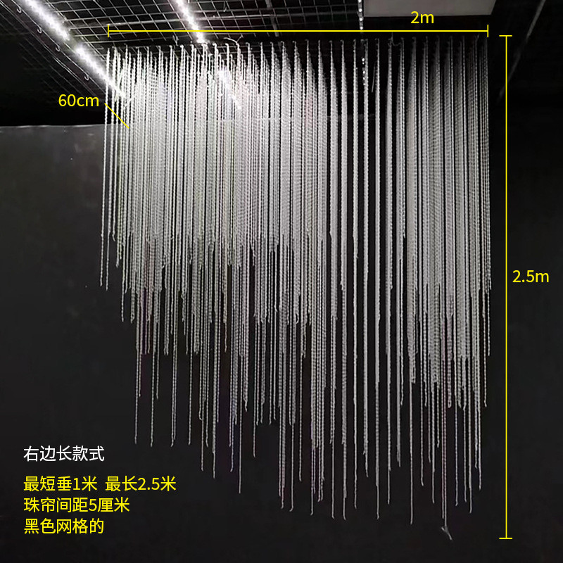 背景亚克力水晶珠帘吊顶酒店宴会厅成品圆环路引线帘舞台婚庆装饰