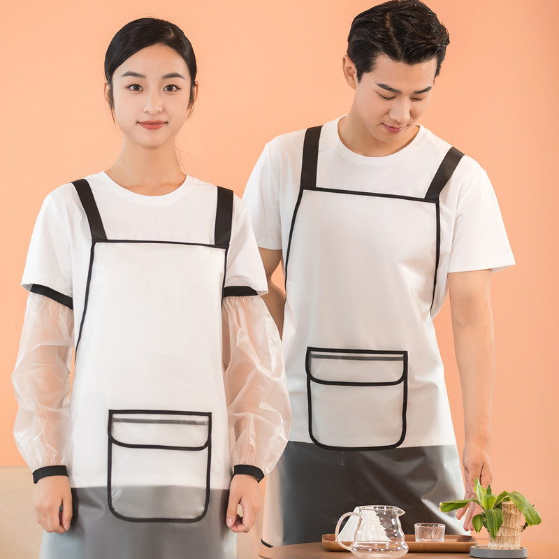 美容美甲背带围裙奶茶水产海鲜厨房食堂防污防水餐饮服务员女挂脖