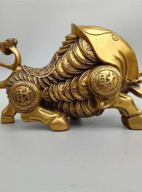 精美铜家居办公工艺品黄铜牛摆件牛气冲天生肖牛铜器牛金牛摆件