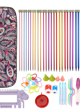 新款棒针套装14紫色35cm氧化铝付腰鼓花收纳包组合套装配件kn031