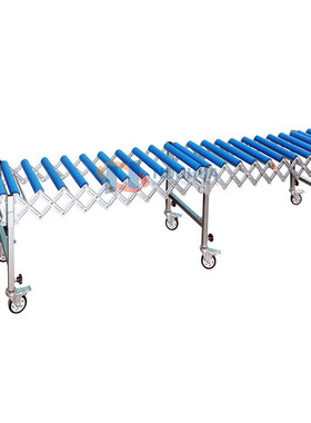 移动式无滚筒动力伸缩机卸货蓝色pp辊筒输送机任意转弯