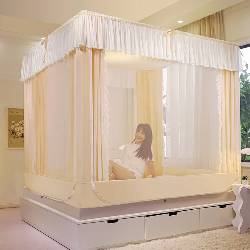 9jo2024年新款遮光防摔蚊帐坐床防掉床拉链全包围宝宝公主风加高