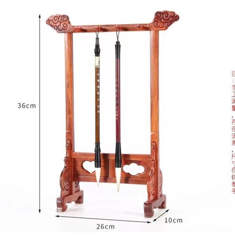 摆件笔架毛笔挂花梨木毛笔架子中式实木紅木文房四宝饰品收纳架