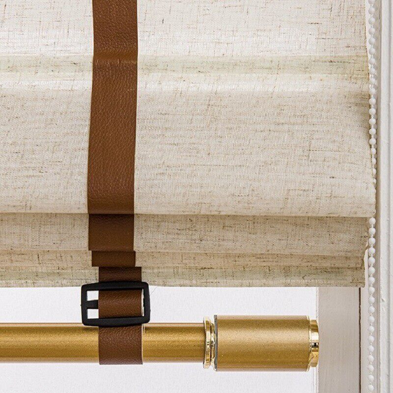 定制编织质感遮光卷帘民宿餐厅窗帘卷帘升降电动横纹半遮光罗马帘