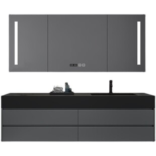 现代岩板洗脸盆加大盆浴室柜组合卫生间洗漱台一体实木柜子台盆