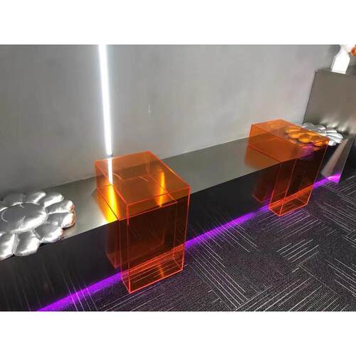 陈列店型玻璃亚克力l橱窗展示架中岛道具吧台盒子台炫彩装饰柜