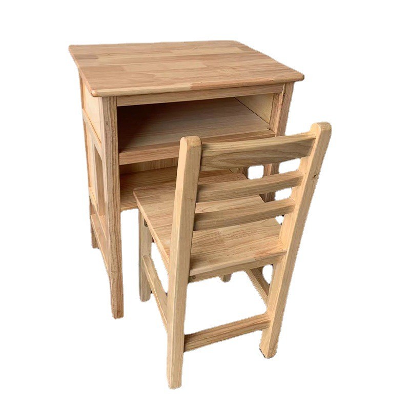 厂家直销儿童学习桌椅学生实木课桌批发实木课桌凳单人双层课桌椅