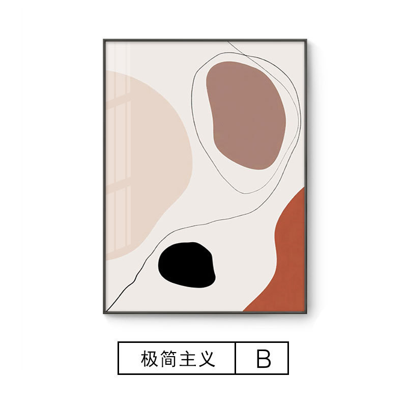 现代抽象客厅装饰画莫兰迪沙发背景墙大幅落地画线条色块玄关挂画图片