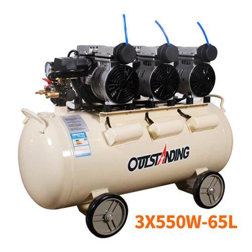 热销奥突斯空压机3*550w-65l静音汽修无油打气泵220v装修木工喷漆
