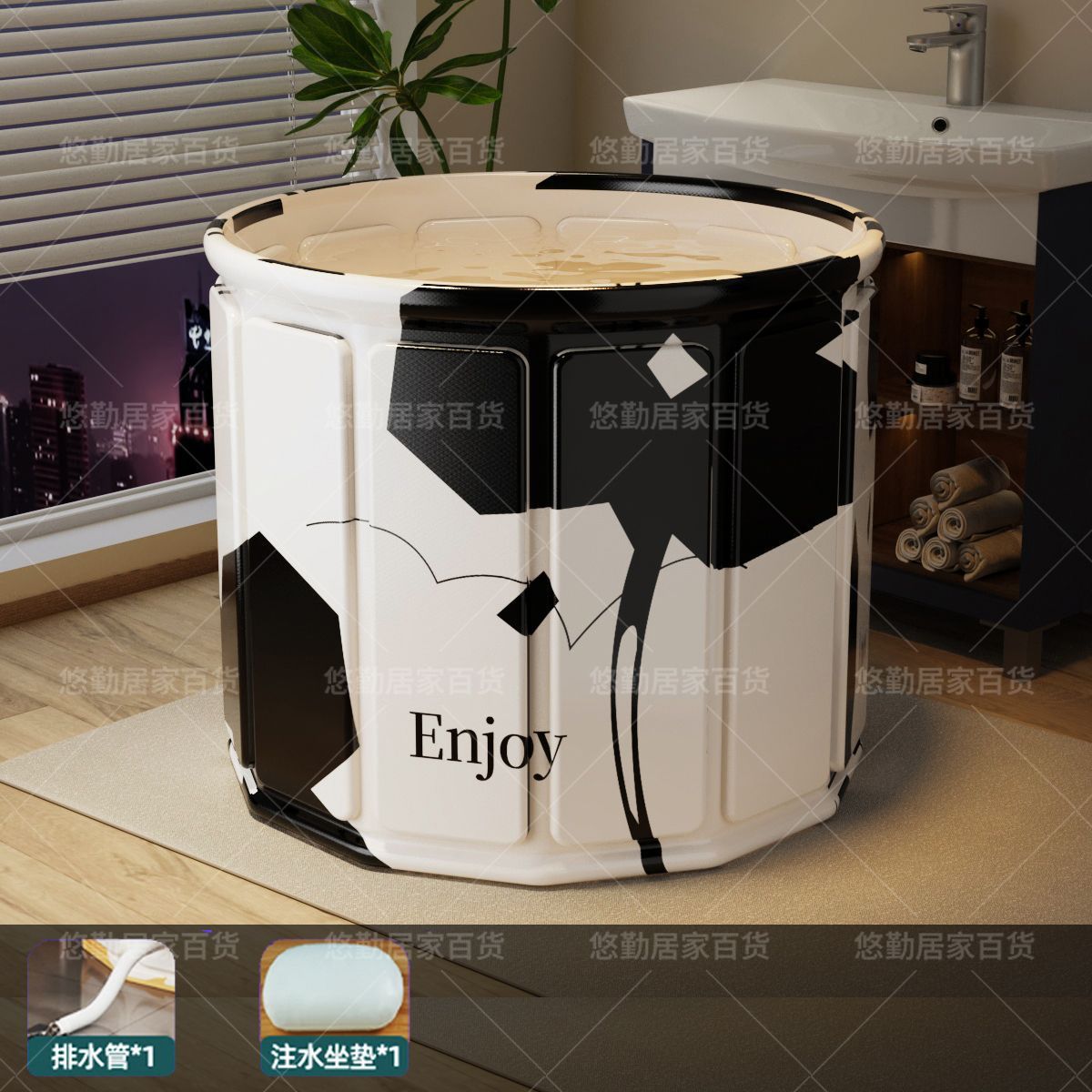 泡澡桶大人折叠泡浴桶洗澡桶游泳可坐浴盆儿童桶成人浴缸全身浴桶