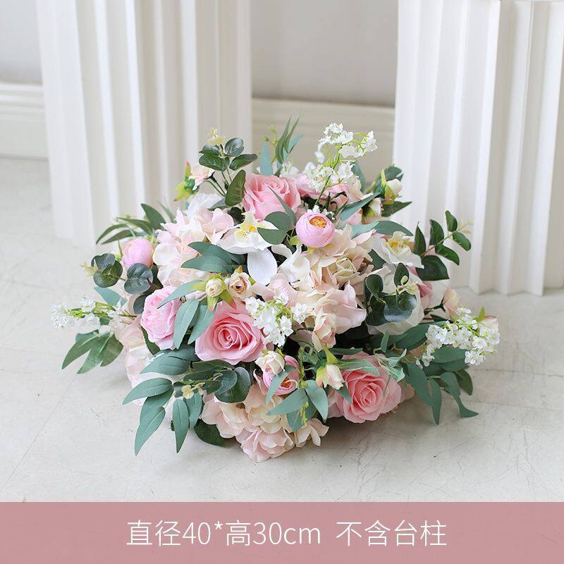 婚礼布置花球路引花柱罗马圆柱套装甜品台摆件商场橱窗摆香槟绢花