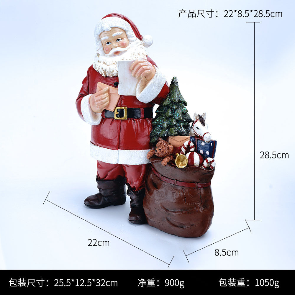 圣诞老人家居欧式树脂工艺品摆件手工卧室玄关桌面圣诞树