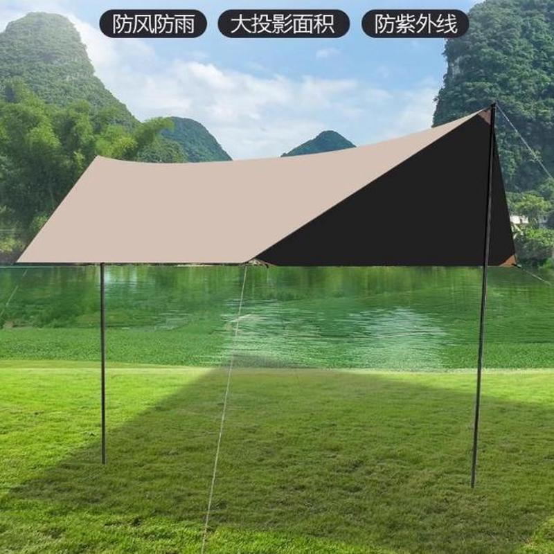 户外旅游露营野炊六角天幕帐篷加厚防晒防水八角黑胶涂银层遮厂家