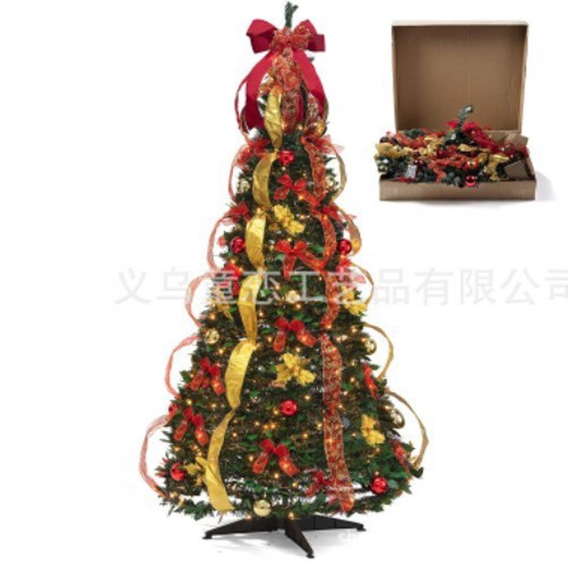 1.2米pvc伸缩圣诞树带饰品灯套餐灯铜线装饰树发光圣诞树