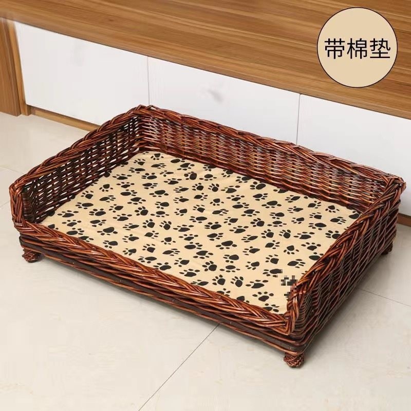 宠物床泰迪垫子四季通用狗窝可拆洗藤编厂家凉席离地大中小型屋夏