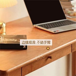 小户型樱桃木电脑桌书房简约学习桌写字台 北欧全实木书桌家用日式