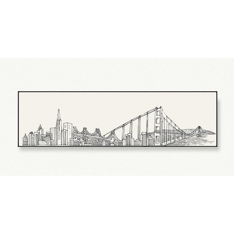 圣仕北欧客厅装饰画办公室卧室床头有框横幅挂画书房现代简约建筑图片