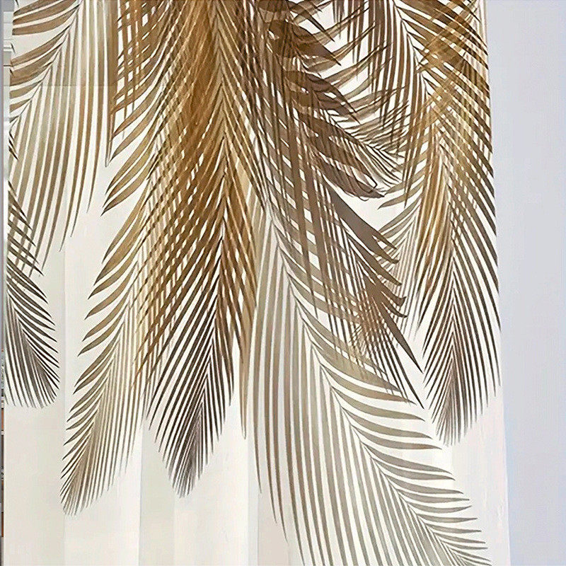 2pcs黄色羽毛图案厨房，卧室办公室纱帘客厅书房家居装饰
