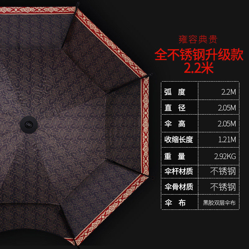天豪雍容华贵不锈钢万向抗风钓鱼伞加厚不透光双层暴雨布防黑胶伞