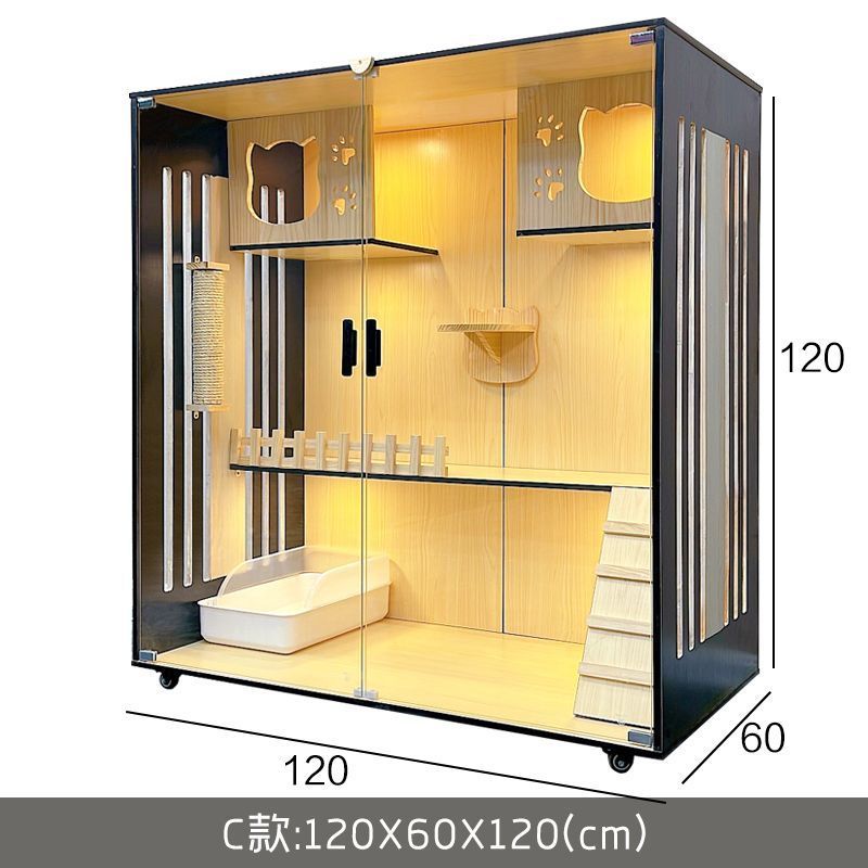 实木猫笼子家用室内超大双层猫柜猫舍猫窝猫屋展示笼三层猫别墅