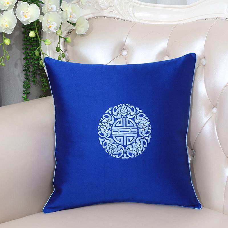 86m0抱枕沙发田园中式刺绣靠垫办公室腰枕床上靠背护腰大号靠垫抱