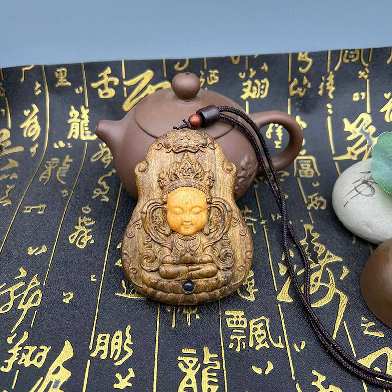 沉香吊坠小萌佛宝宝佛檀香挂牌手把件木质吊坠男女文玩工艺品批发