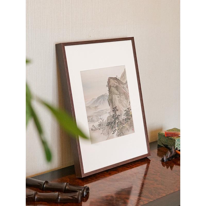 6buj国画装裱画框外框实木纹铝合金相框宣纸卡纸书法新中式装裱可