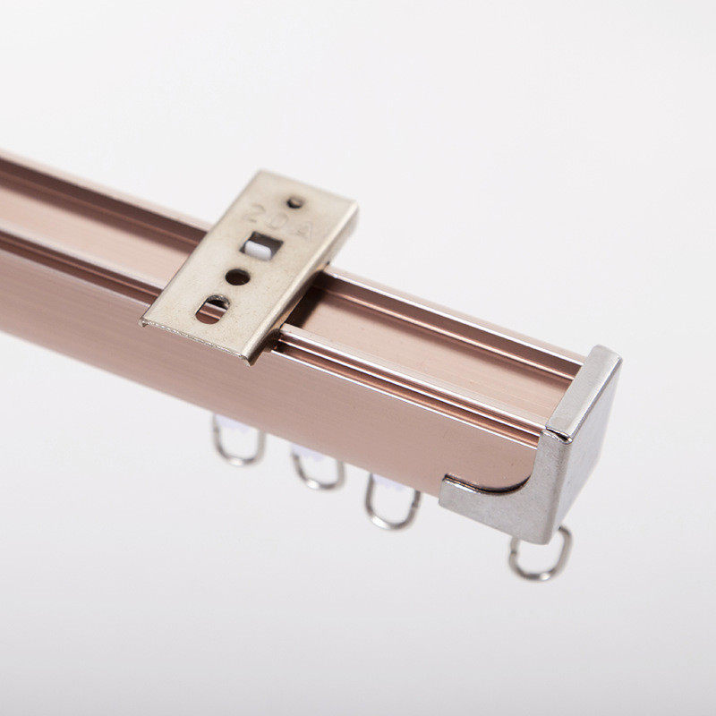 2u8k铝合金窗帘纳米静音滑轨轨道滑轮窗帘杆轨单双轨侧顶装挂钩窗