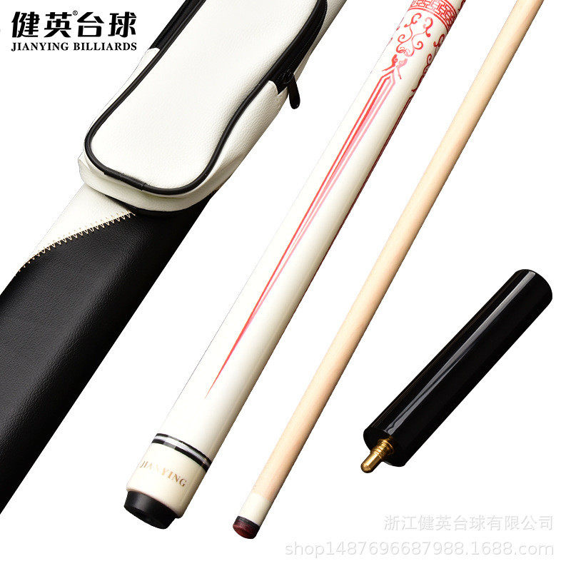 健英台球杆女士美式中头中式黑八桌球杆大头款九球杆球杆胭脂