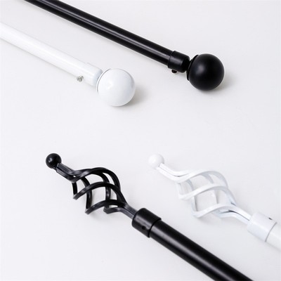 北欧罗马杆窗帘杆黑色单双杆子墙顶装打孔加厚铝合金轨道铁艺支架