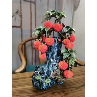 陶瓷工艺品  石湾公仔 荔枝  名利双收 玄关电视柜边柜