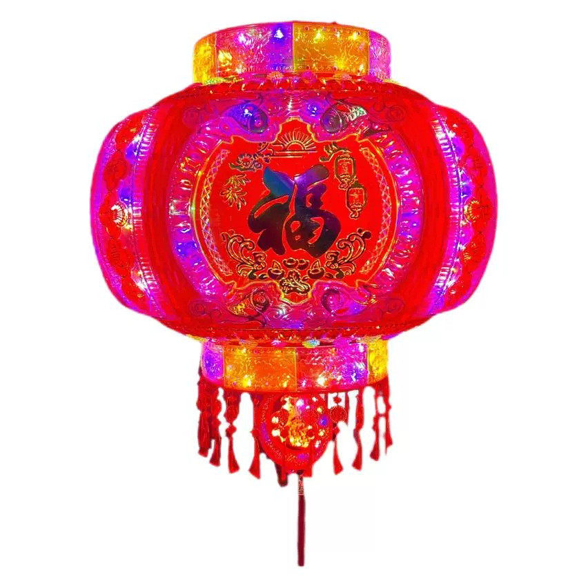 新款旋转灯笼新年七彩led走马灯阳台大门口宫灯挂饰一对装饰批发