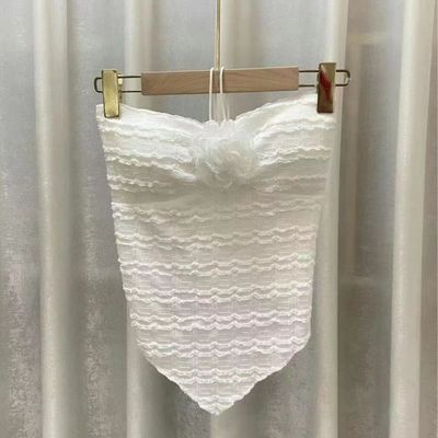 韩系不规则系带挂脖背心女夏季辣妹带胸垫吊带度假风露背无袖上衣