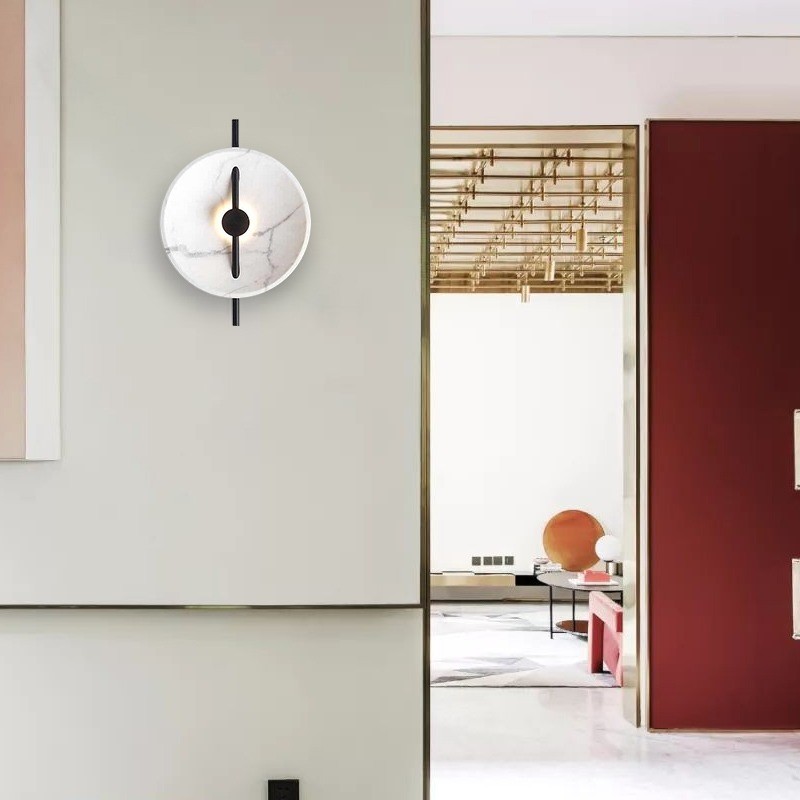 现代简约树脂仿大理石床头创意客厅壁灯卧室客厅设计师样板房壁灯