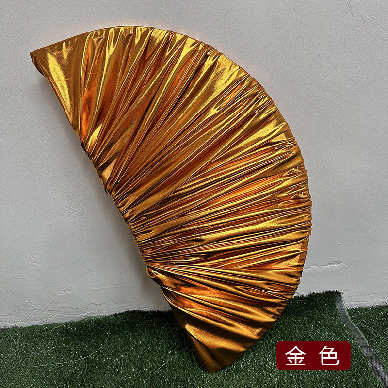 新款婚庆装饰舞台洋风金色褶皱圆周岁宴订婚宴婚礼半圆南背景布置