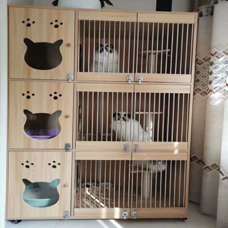 实木猫笼子猫别墅猫柜猫咪三层展示柜繁育笼宠物寄养笼舍猫可包邮