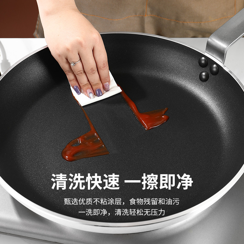 POIM21不粘锅牛排煎蛋平底锅煎锅烙饼锅大商用12-40cm燃气