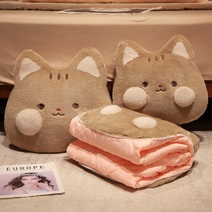 ce2q办公室午休抱枕被子两用加厚汽车折叠枕头车用靠枕小学生午睡