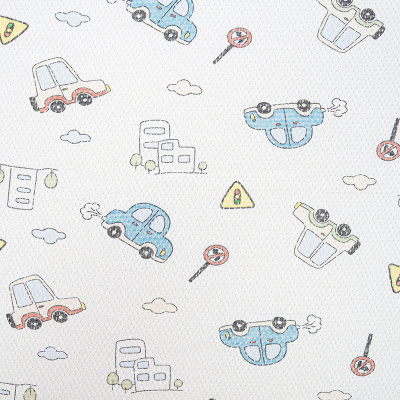 全棉印花针织洞洞布面料婴童春夏透气空调服面料网眼提花网布