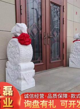 热销看门护院大象石头一对儿各种动物石雕园林庭院前门装饰大理石
