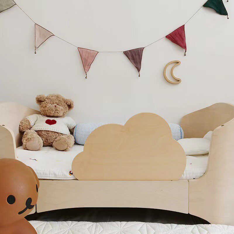 实木板韩版奶油风桦木多层ins云朵儿童床护栏宝宝围栏防摔防护板