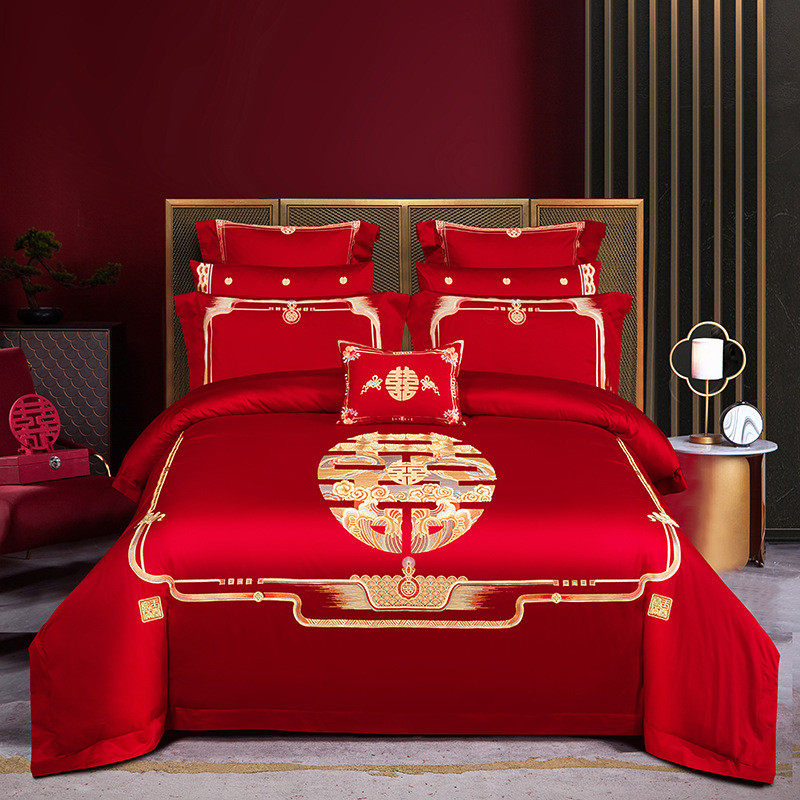 婚房结婚四件套南通市新婚四件套大红色四件套婚庆四件套四件套