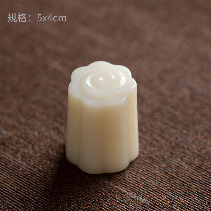 85n浮雕祥云玉石盖置实心盖托陶瓷家用紫砂壶盖子茶壶架茶道配件