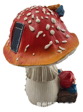 造景装饰摆件庭院花园侏儒精灵蘑菇太阳能房子树脂工艺品屋摆件