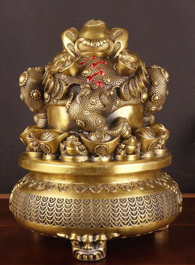 杨铜记 铜金蟾  蟾金蟾 摆件厂家批发 财源滚滚铜聚宝盆