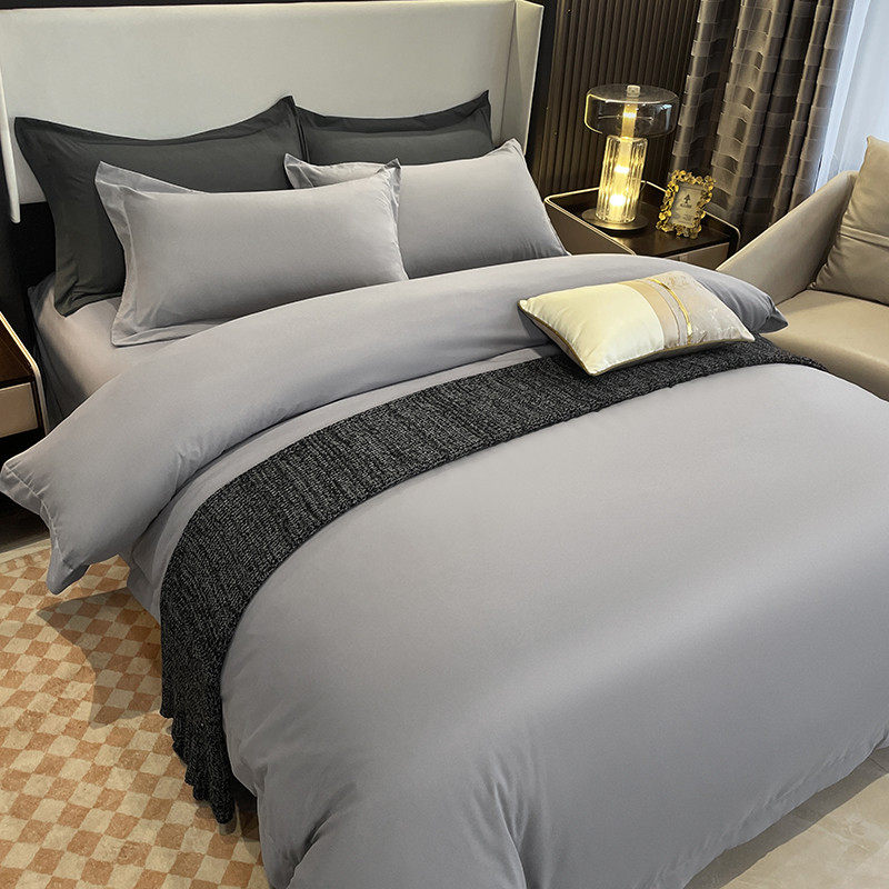 d4q8酒店白色条纹缎条四件套加厚床单宾馆民宿被套三件套被子含芯,床上用品,酒店床品套件,淘宝优惠券,粉丝福利购,淘宝优惠卷