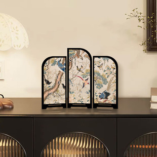 《花鸟图》桌面餐厅装饰画摆件新中式中古风餐边柜摆画卧室屏风