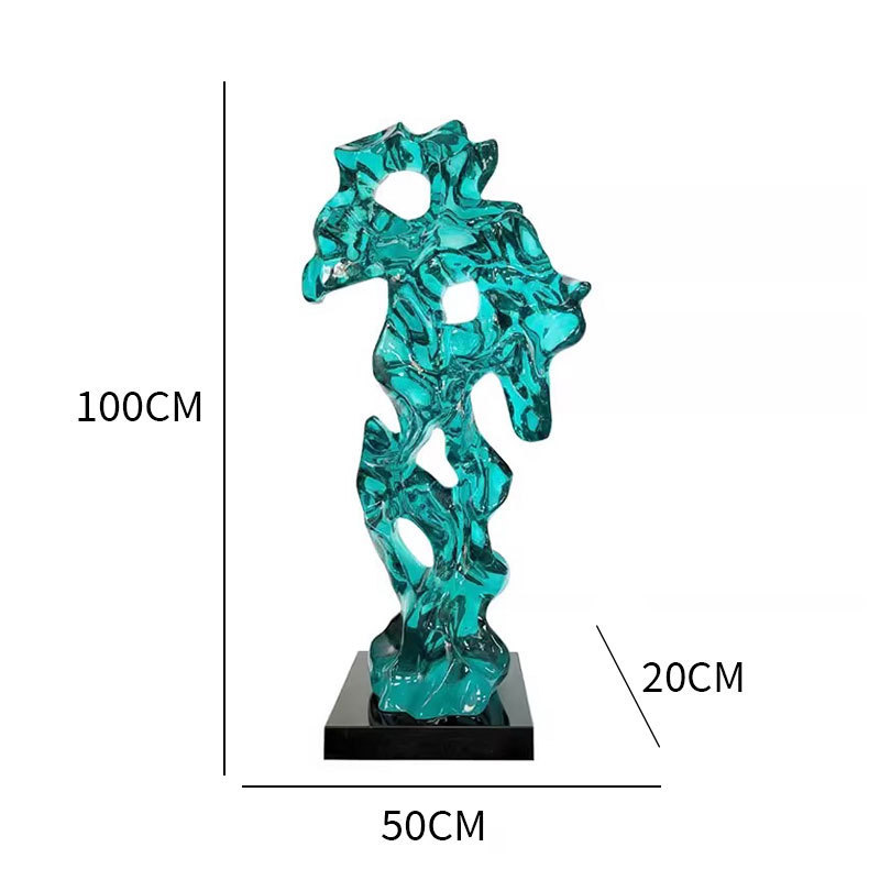 现代酒店大堂抽象太湖石摆件透明树脂落地售楼处雕塑软装饰艺术品