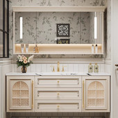 洗手洗脸洗漱台 组合卫生间陶瓷一体盆美式 橡木浴室柜法式 复古美式